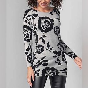 Venus Black and Gray Rose Boatneck Sweater